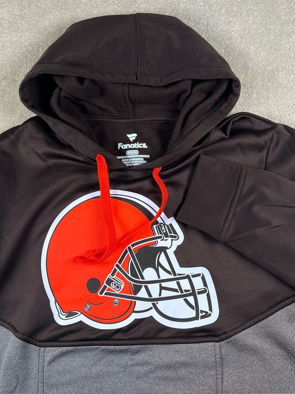 Cleveland Browns Hoodie NFL Football Fanatics Pullover Brown Gray Men's Small